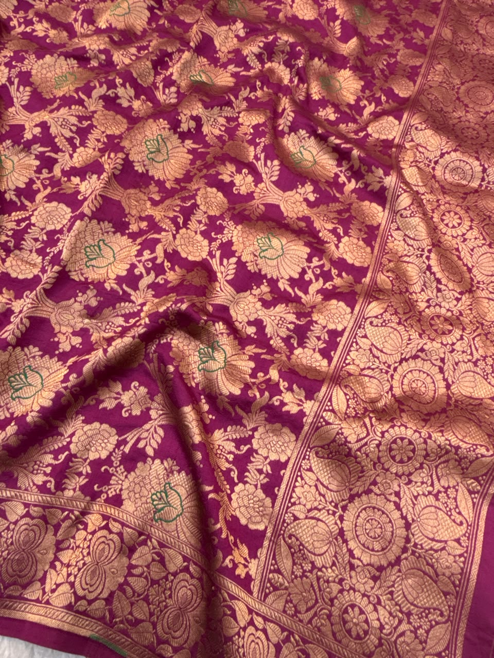 Pure Chinya Silk Rani Pink Colour Suit Set