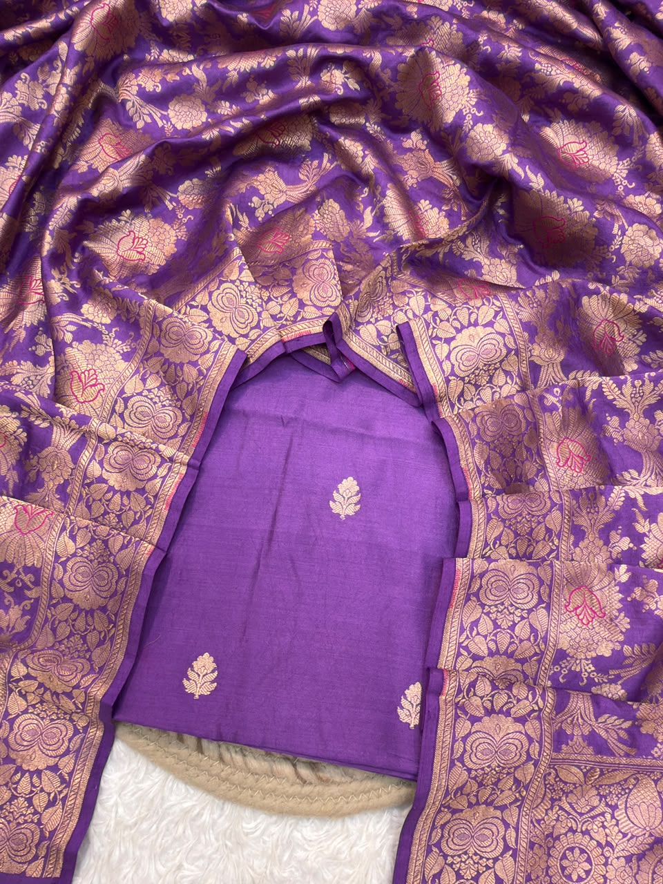 Pure Chinya Silk Purple Colour Suit Set