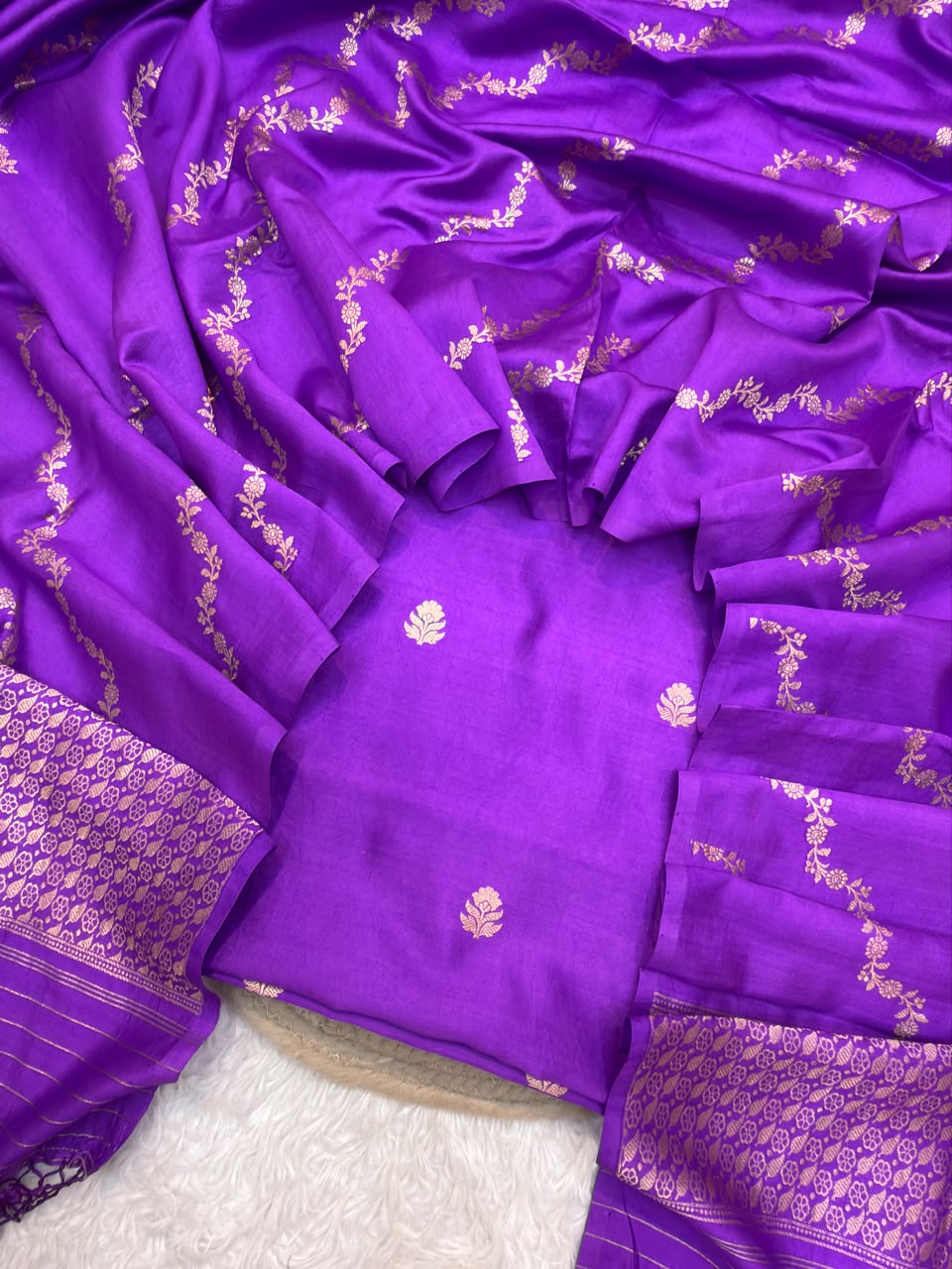Pure Chinya Silk Purple Colour Suit Set