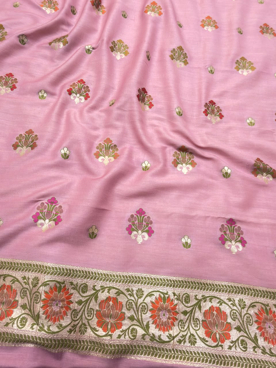 Rose Pink Colour Pure Munga Silk Suit Set