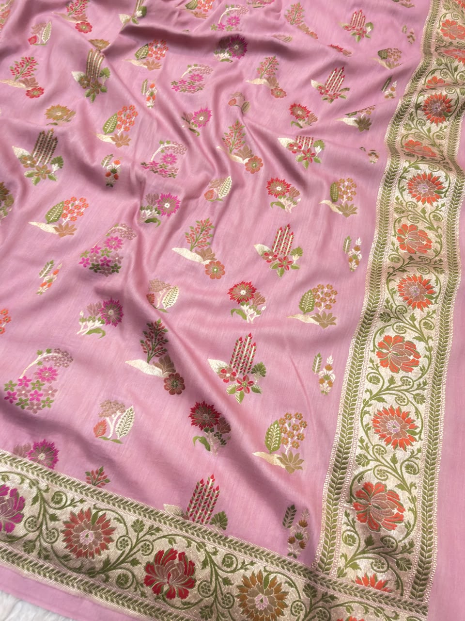 Rose Pink Colour Pure Munga Silk Suit Set