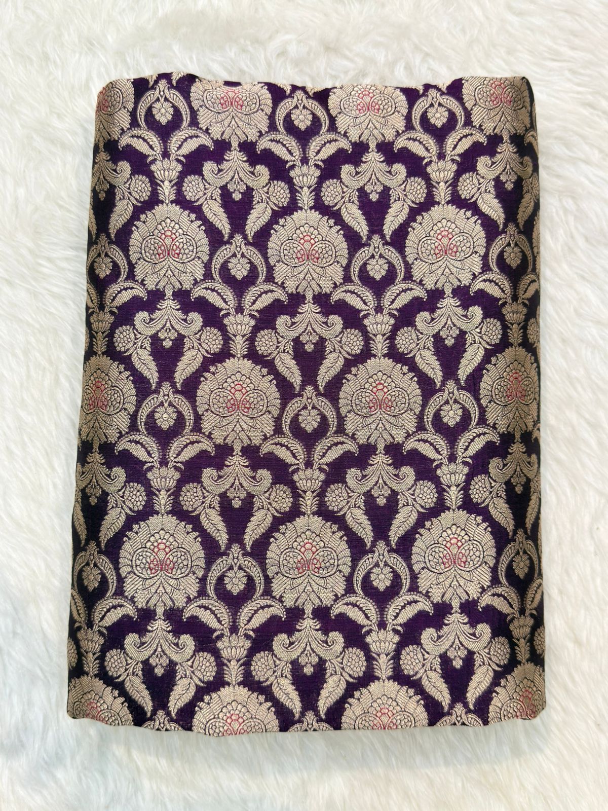 Pure Banarasi Brocade Purple Color Fabrics