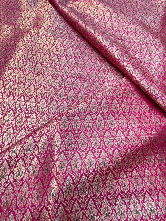 Rani Pink Colour Blended Brocade Fabrics