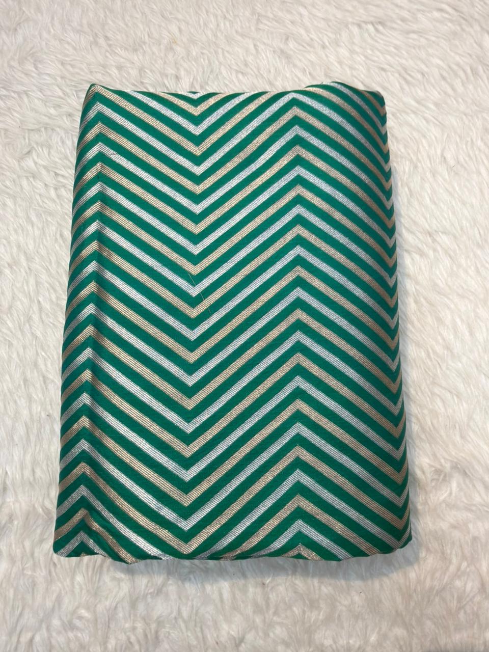 Pure Banarasi Brocade Green Colour Fabrics