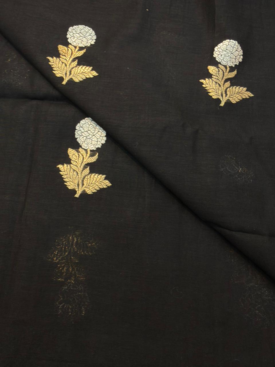 Black Colour Cotton Silk Fabrics