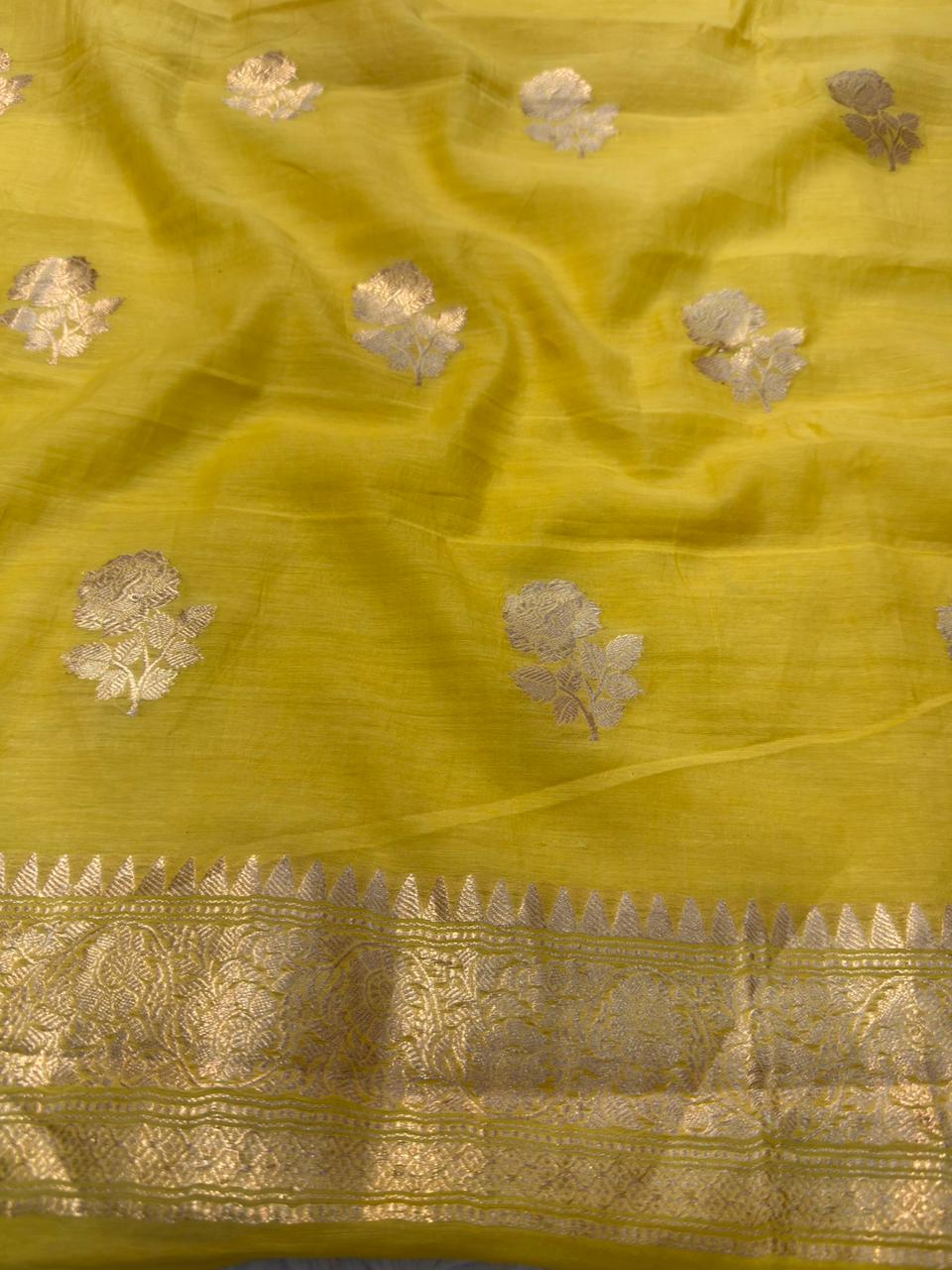 Yellow Colour Chanderi Silk Suit Set