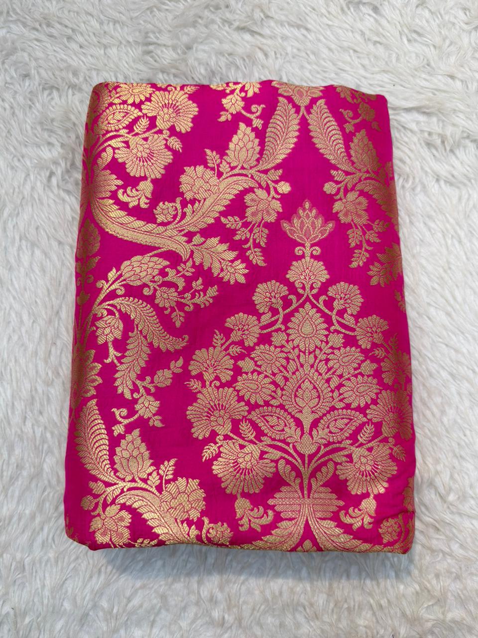 Pure Banarasi Brocade Rani Pink Colour Fabrics