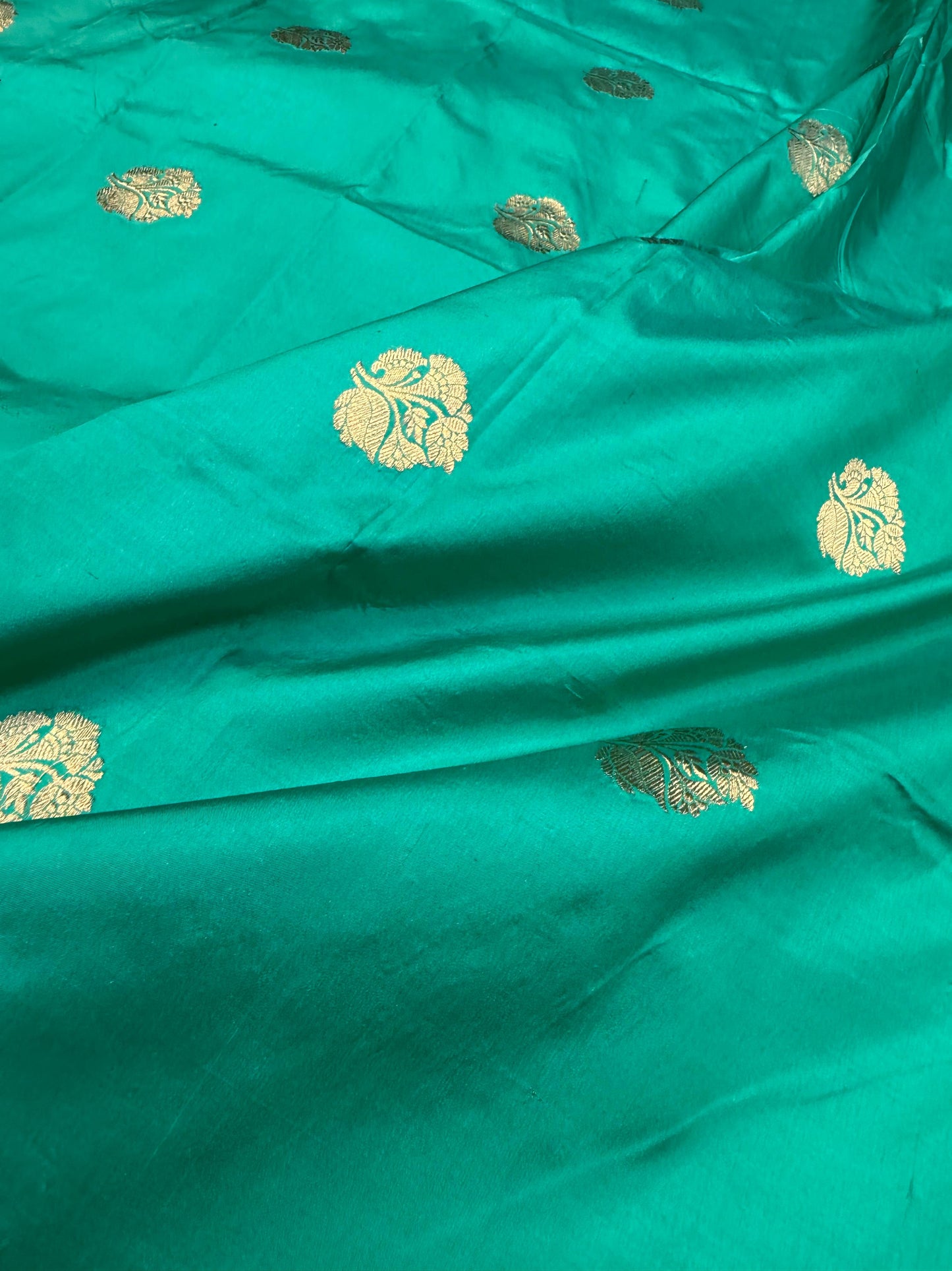 Handwoven Ocean Green Katan Silk Fabrics