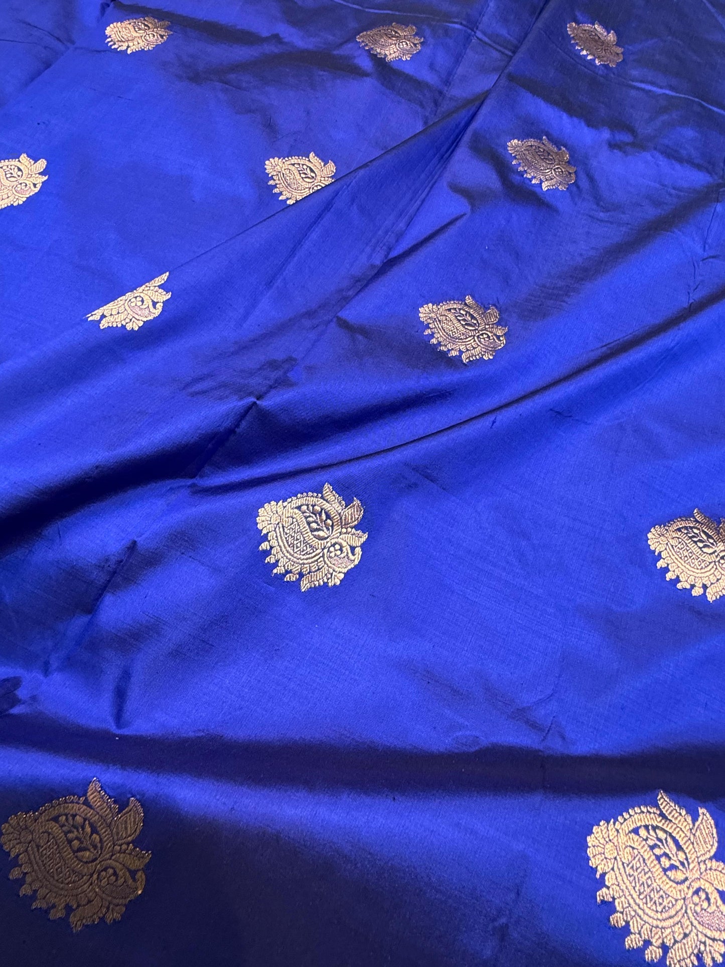 Handwoven Navy Blue Katan Silk Fabrics